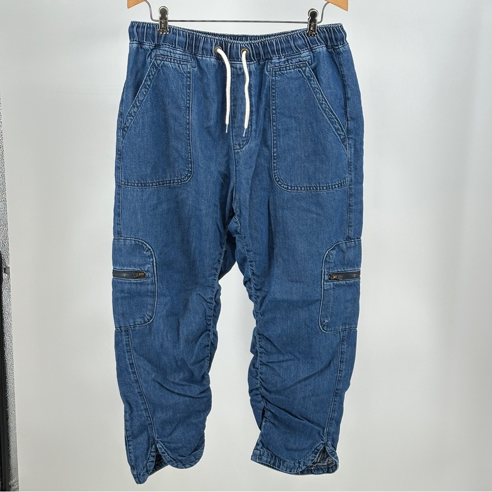 Pilcro Women’s Large Denim Blue Cargo Pants The Cottage‎ Drawstring